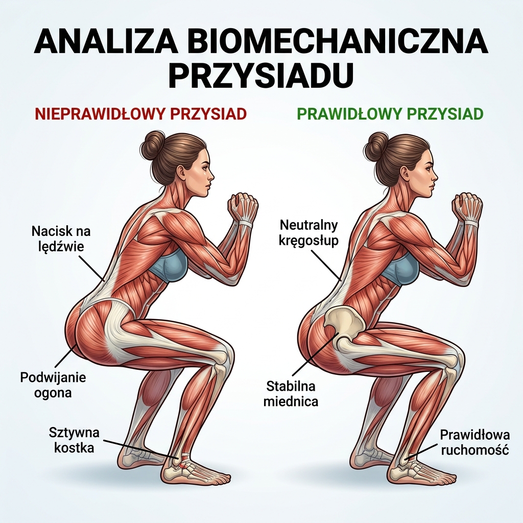 Analiza biomechaniczna butt-wink vs prawidłowy przysiad